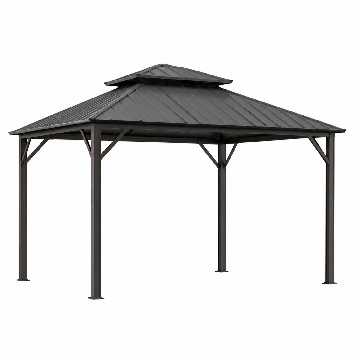 Cenador de Jardín de Aluminio con Techo de Acero Galvanizado 3x4 m Gris