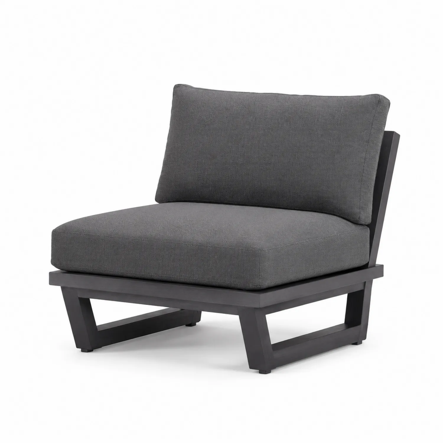 Sillón de Aluminio con Cojín de Tela Gris