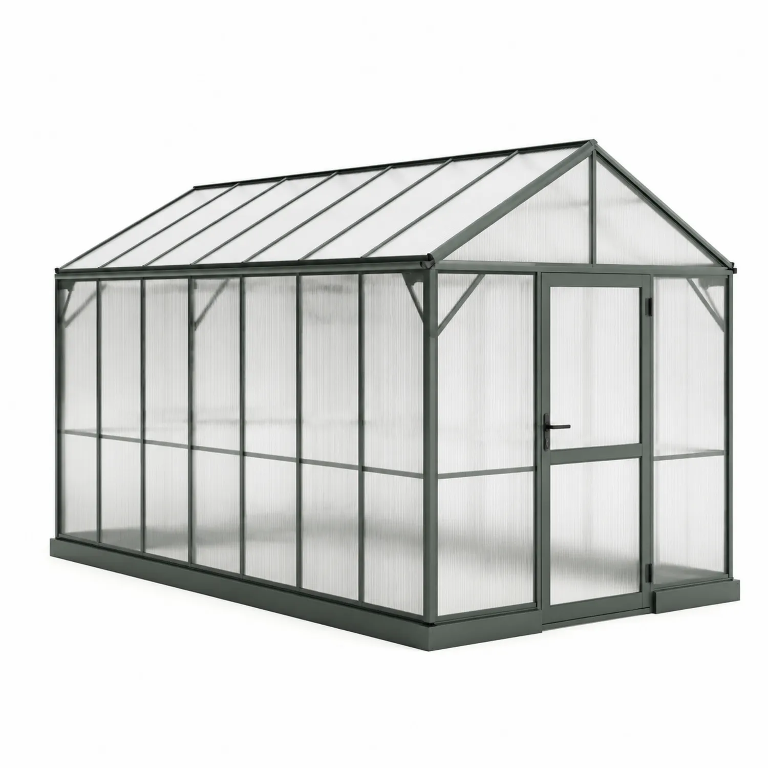Invernadero de aluminio y paneles de policarbonato 250x190x195 cm Gris
