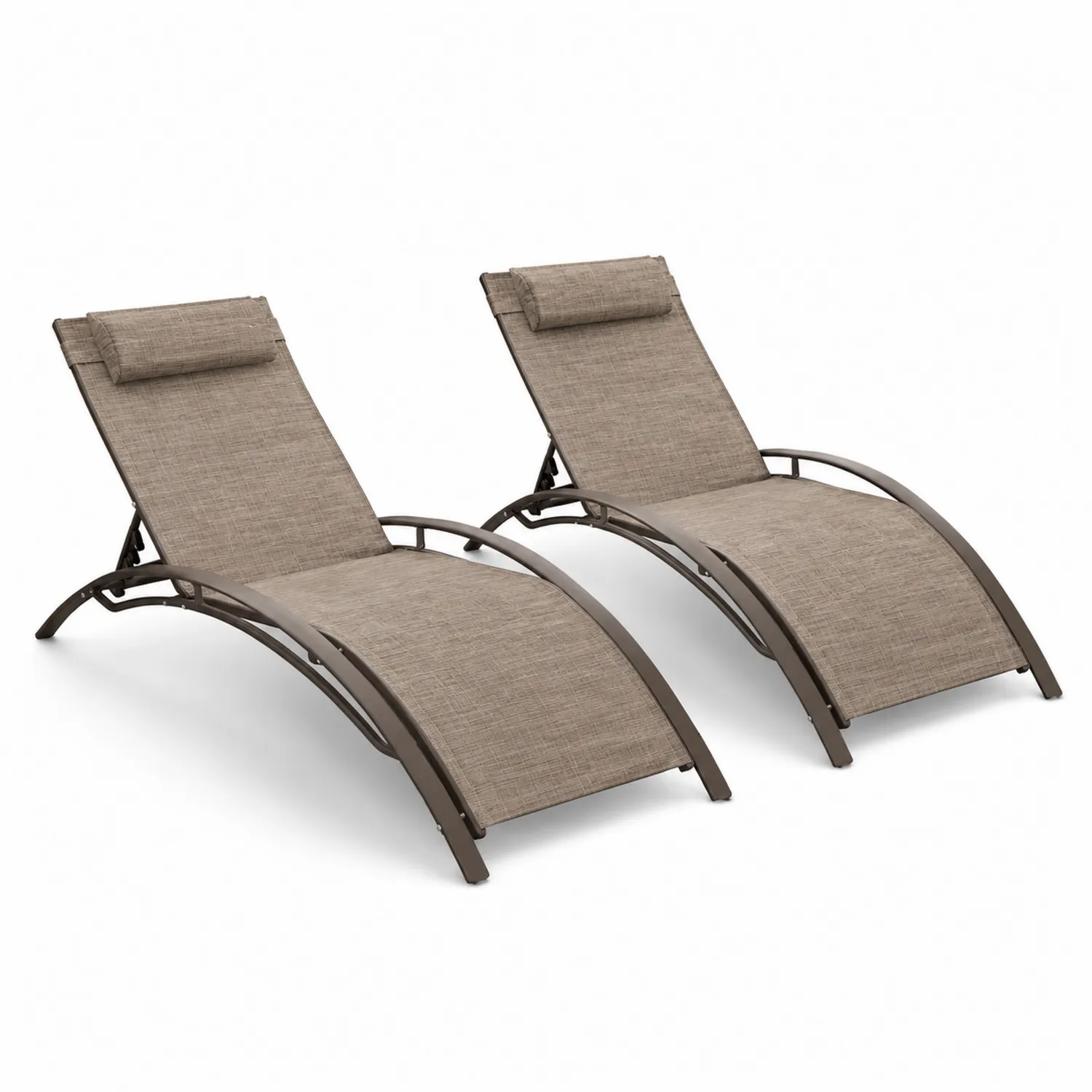 Conjunto de 2 tumbonas de aluminio y textileno beige