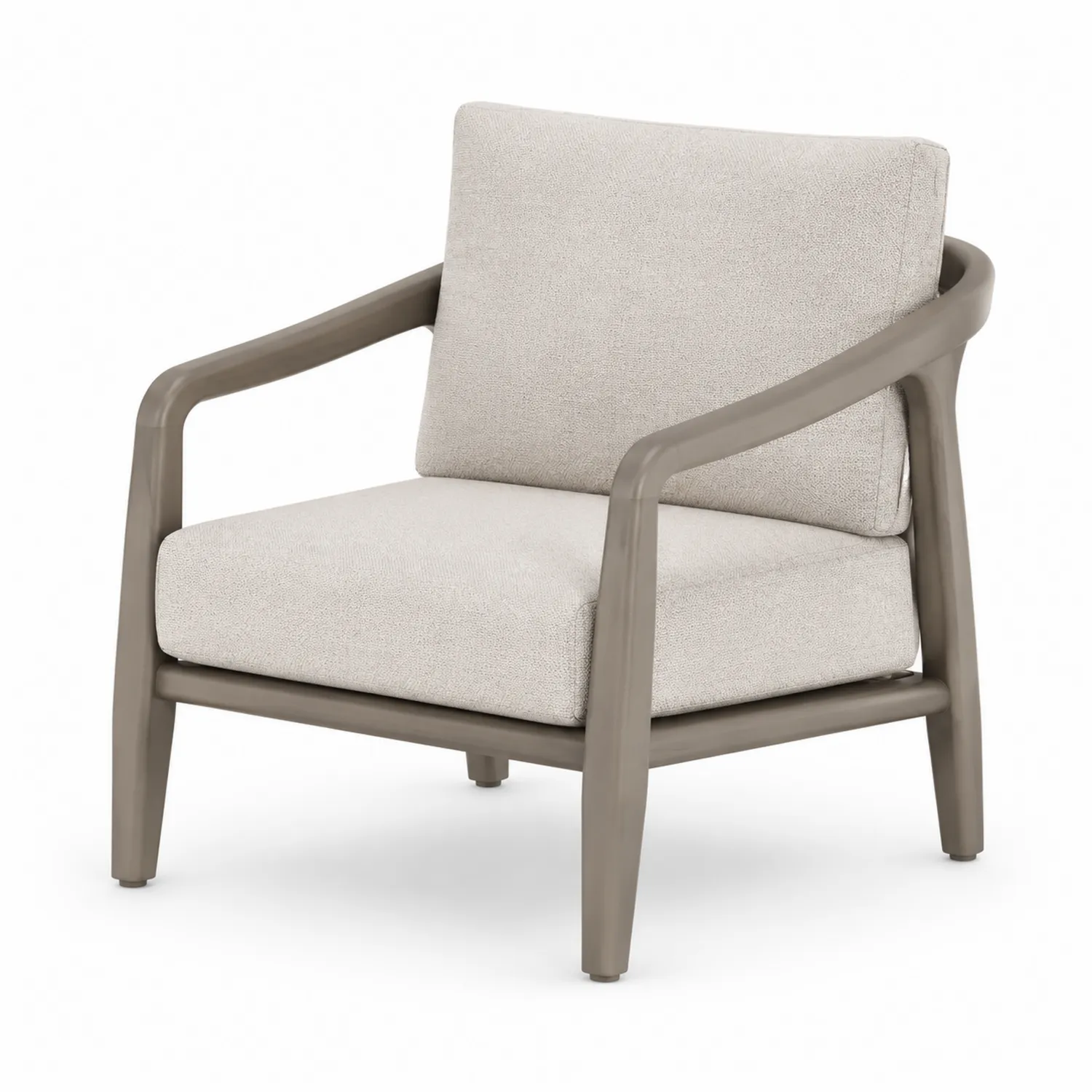 Sillón de Exterior de Resina con Cojines de Tela Beige