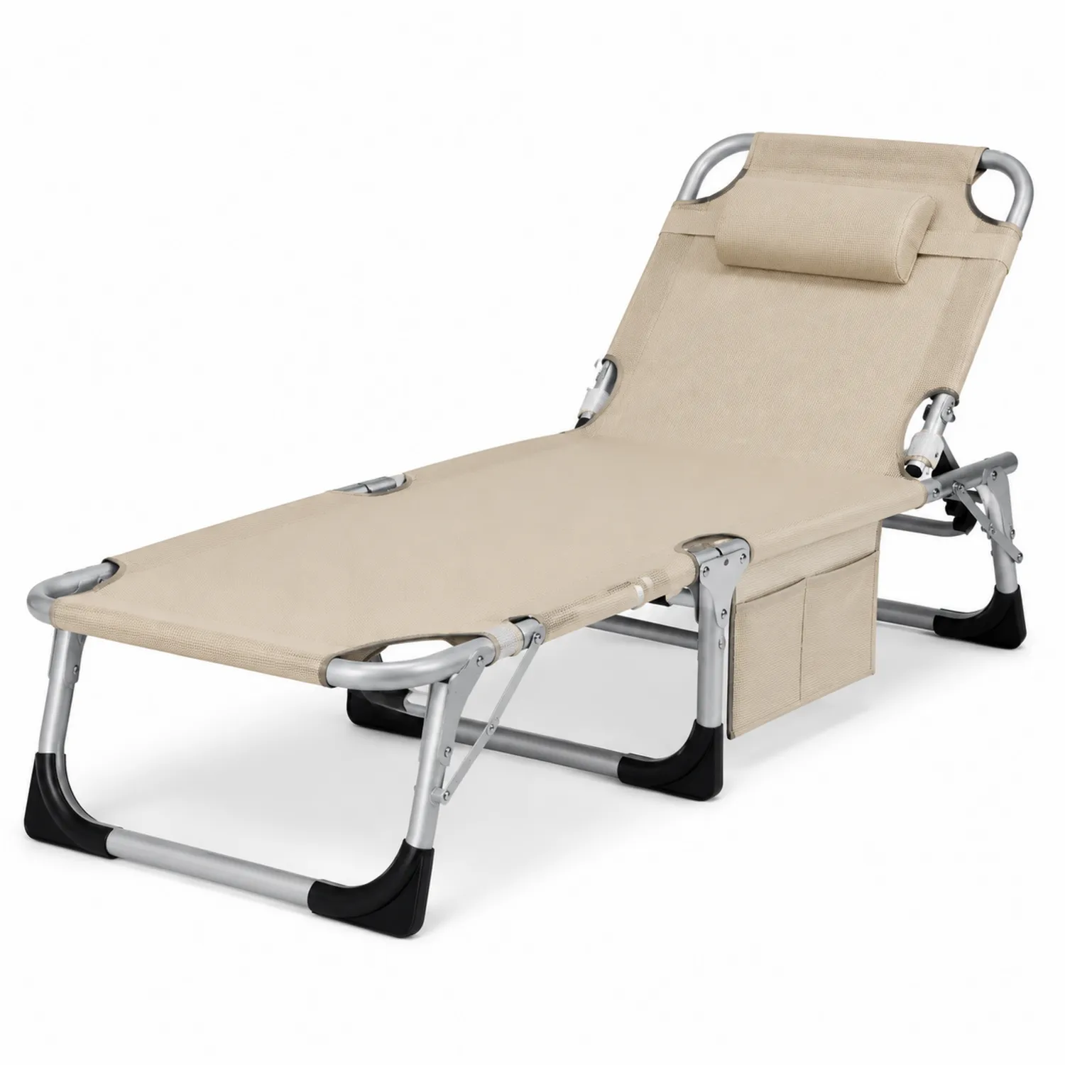 Tumbona de Aluminio con Tejido de Poliéster Beige