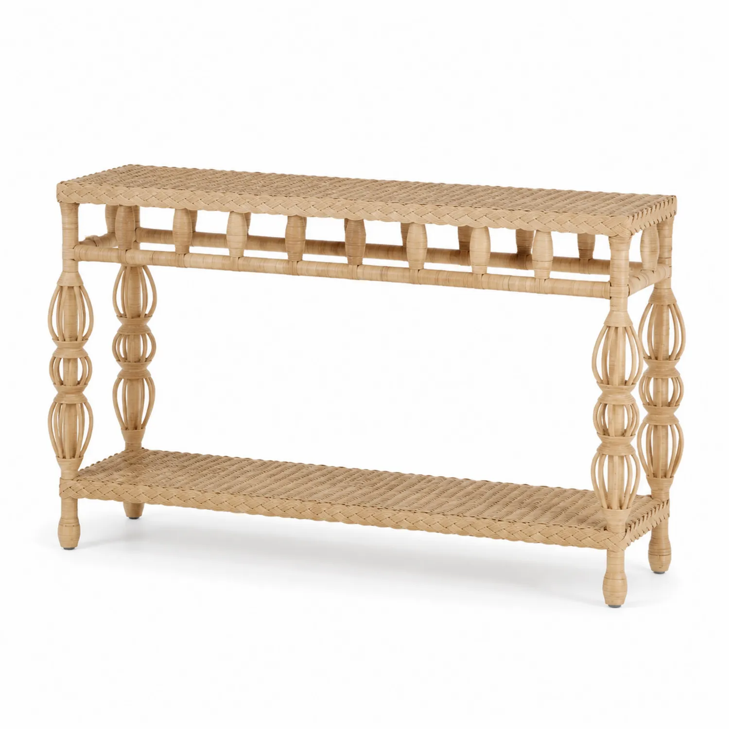 Mesa consola de ratán natural 120x40x80 cm