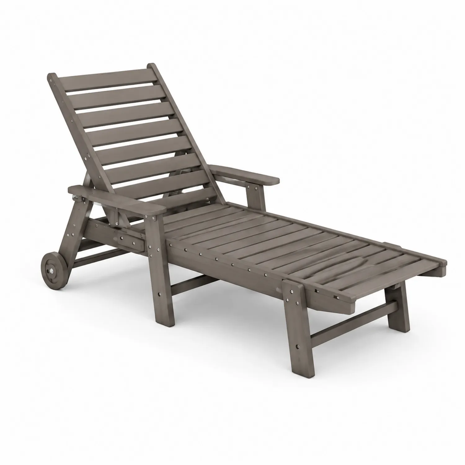 Tumbona de Madera de Acacia Ajustable con Ruedas Gris