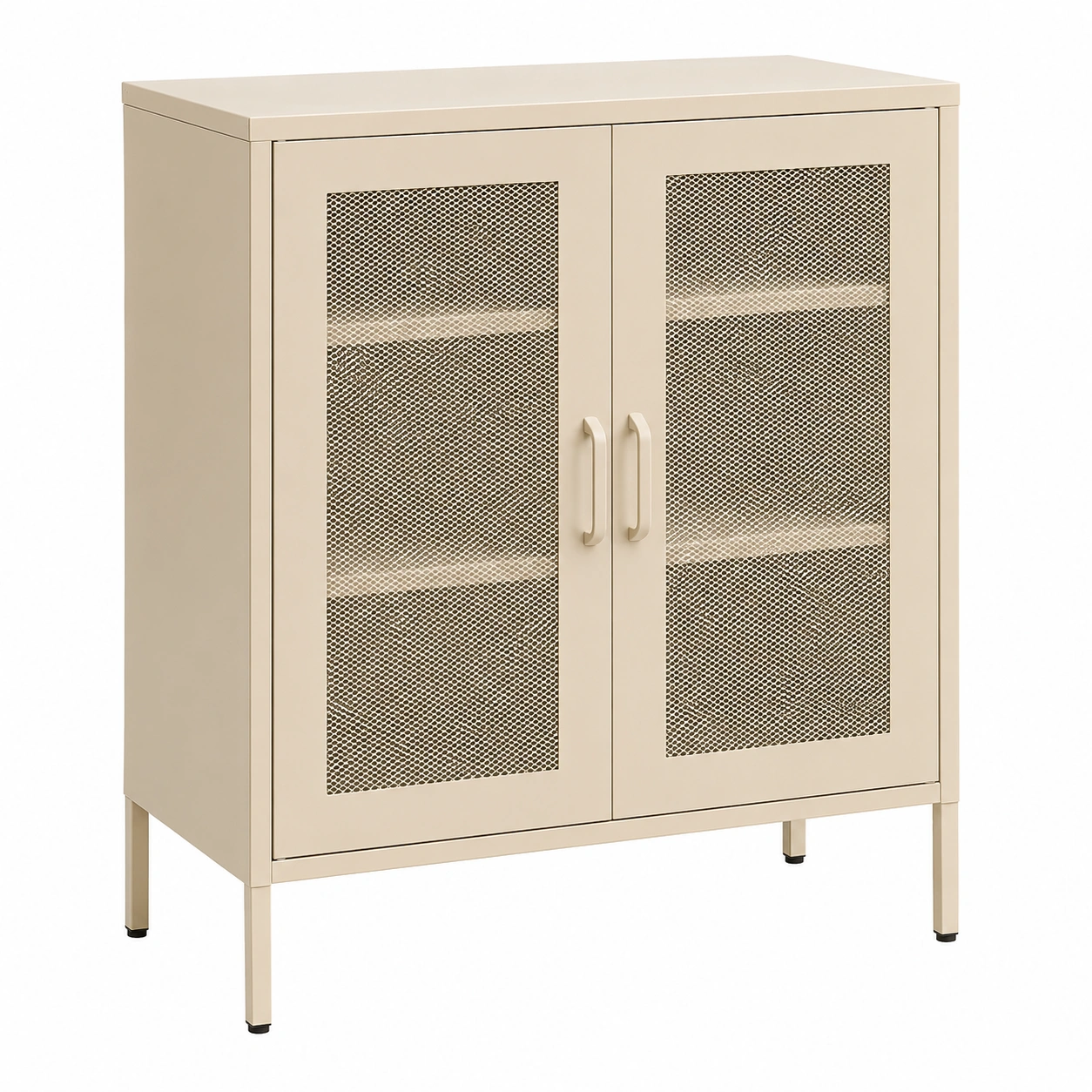 Armario compacto de metal con puertas de malla y estilo industrial moderno-SelviaFurniture