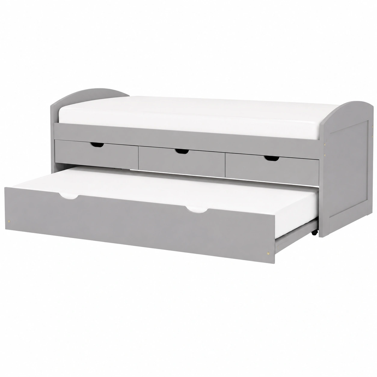 Cama Nido Infantil con Cajones y Cama Extra Gris Minimalista-SelviaFurniture