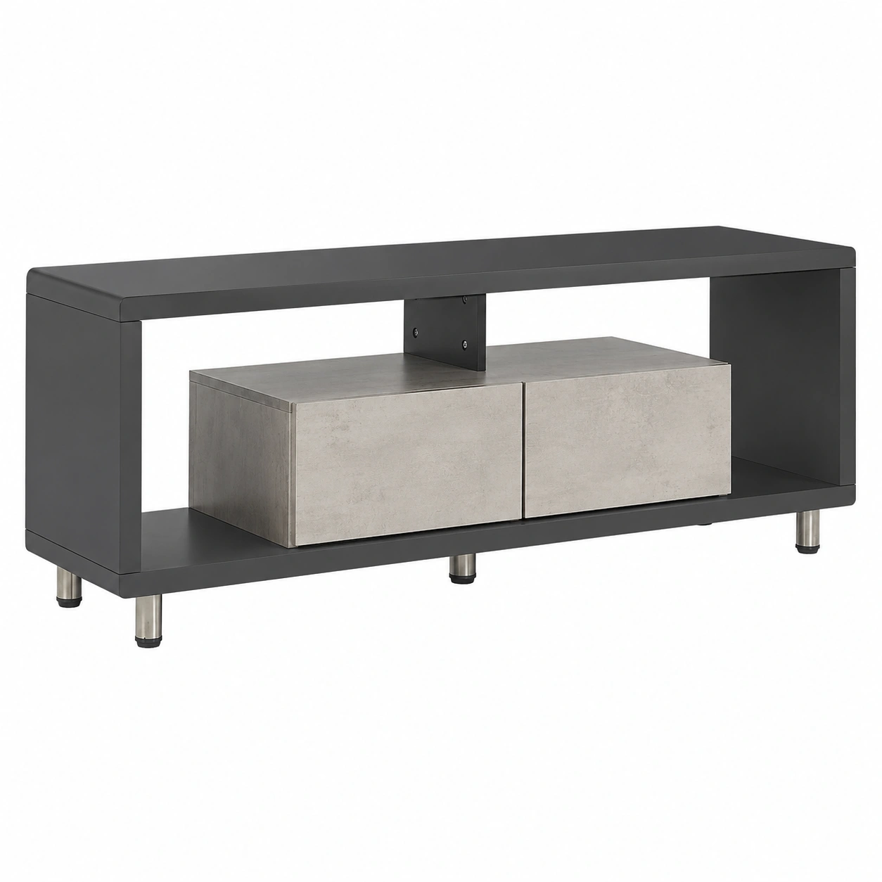 Mueble TV Moderno Industrial Grafito con Compartimentos Ocultos-SelviaFurniture