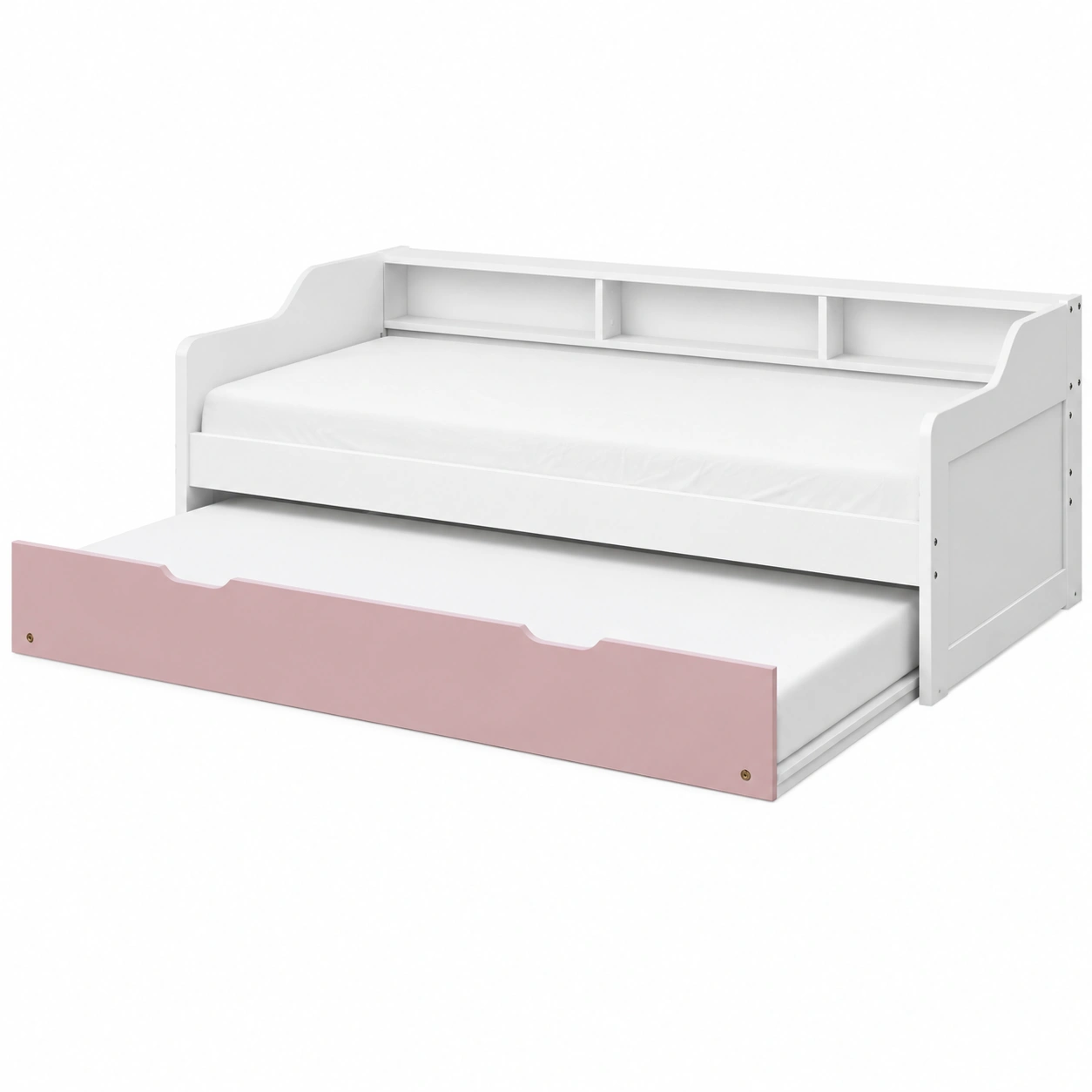 Cama Nido Infantil Moderna Blanca y Rosa-SelviaFurniture