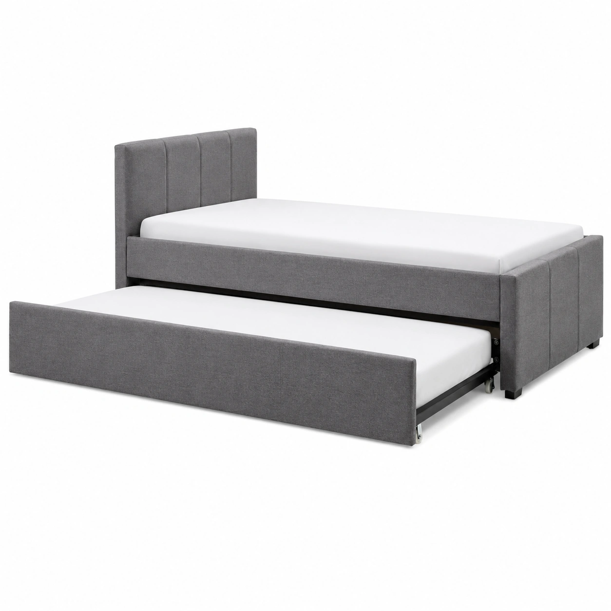 Cama Tapizada Moderna con Cama Nido Deslizante-SelviaFurniture