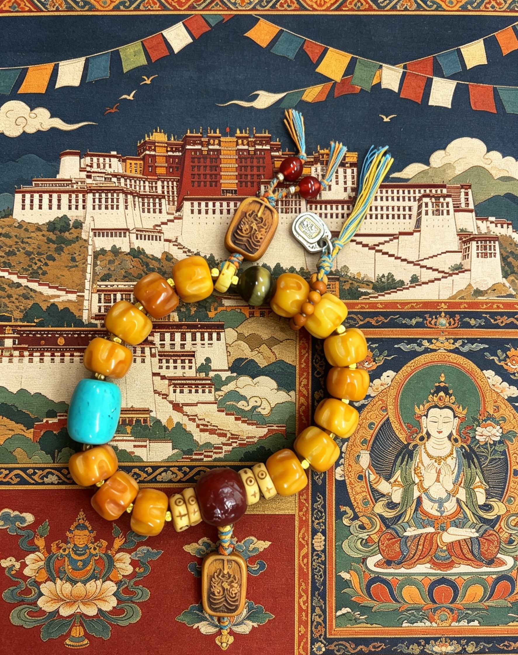 Blesston Personalized Tibetan Blessed Ox Bone & Agate Wealth Bracelet – Handmade with Dzi Bead, Agate & Zaki Ram Symbols