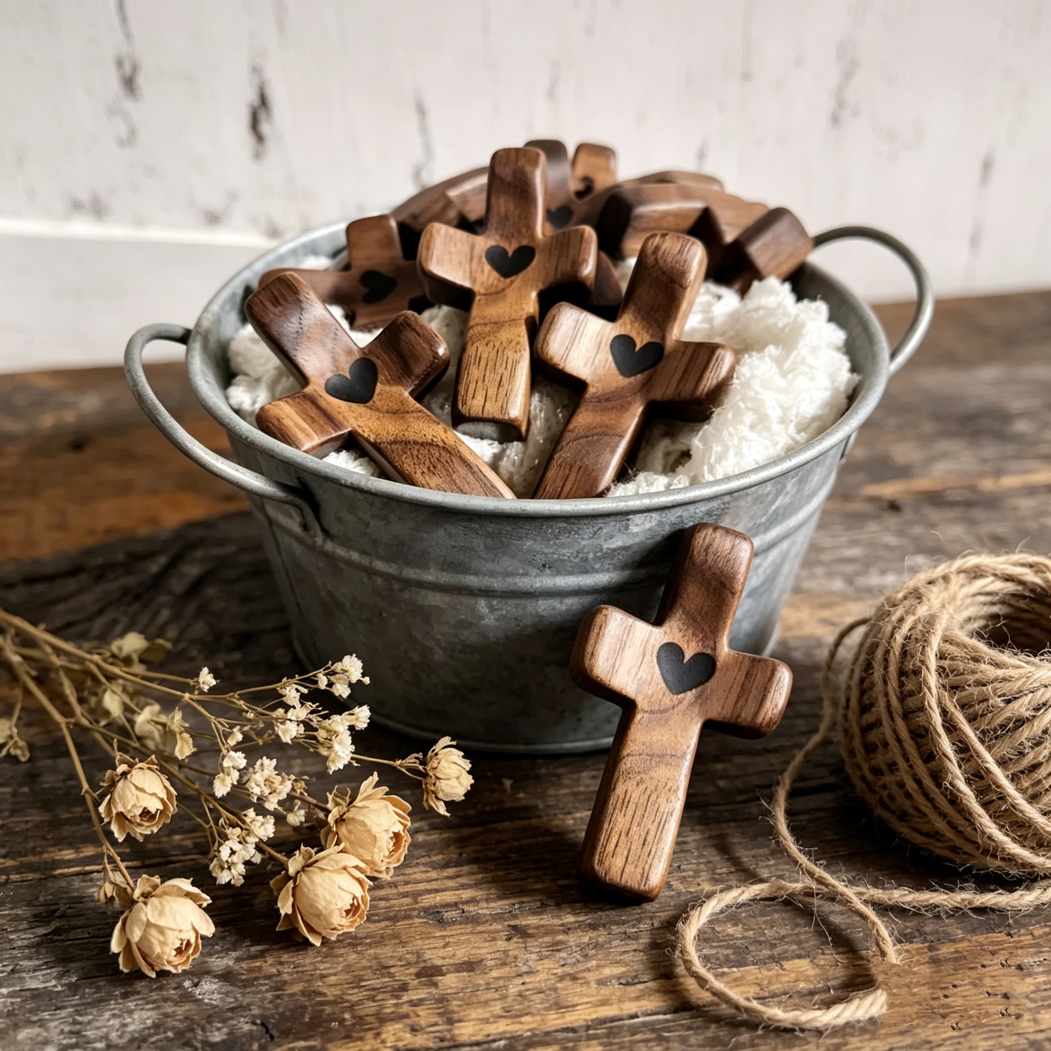 ✝️100% Handmade Wooden Cross My Heart With A Keychain