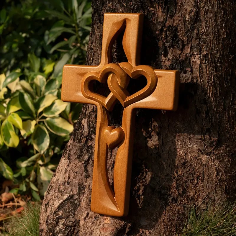 💞Valentine's Day Sale 49% OFF - Intertwined Heart Wooden Cross(6.3*9.8 in)