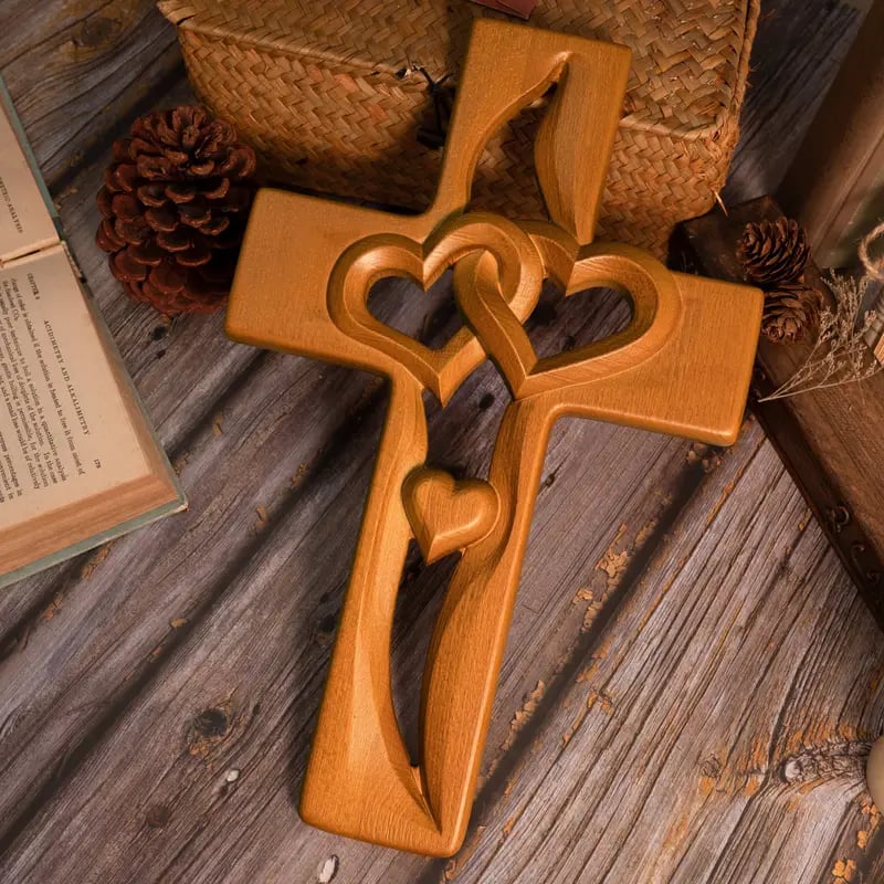 💞Valentine's Day Sale 49% OFF - Intertwined Heart Wooden Cross(6.3*9.8 in)