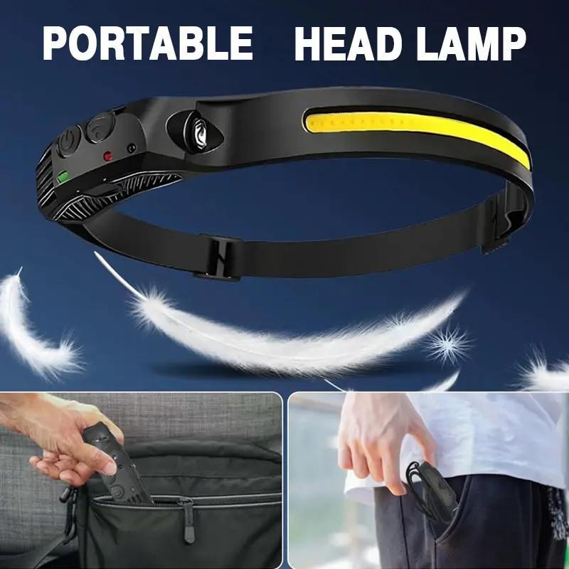 Rechargeable Headlamp with 230° Wide-Angle LED and Motion Sensor