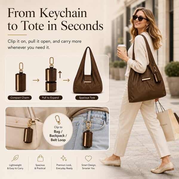 Last Day Sale — Up to 70% OFF | 👜✨Foldable Shopping Bag Keychain Eco-Friendly Reusable Tote Bag