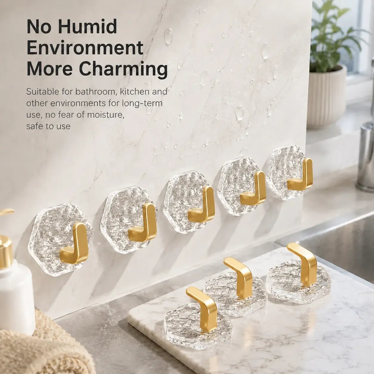Last Day Sale — Up to 70% OFF | Heavy-Duty Plastic Self-Adhesive Hexagonal Ripple Hooks, 10/20-Pack