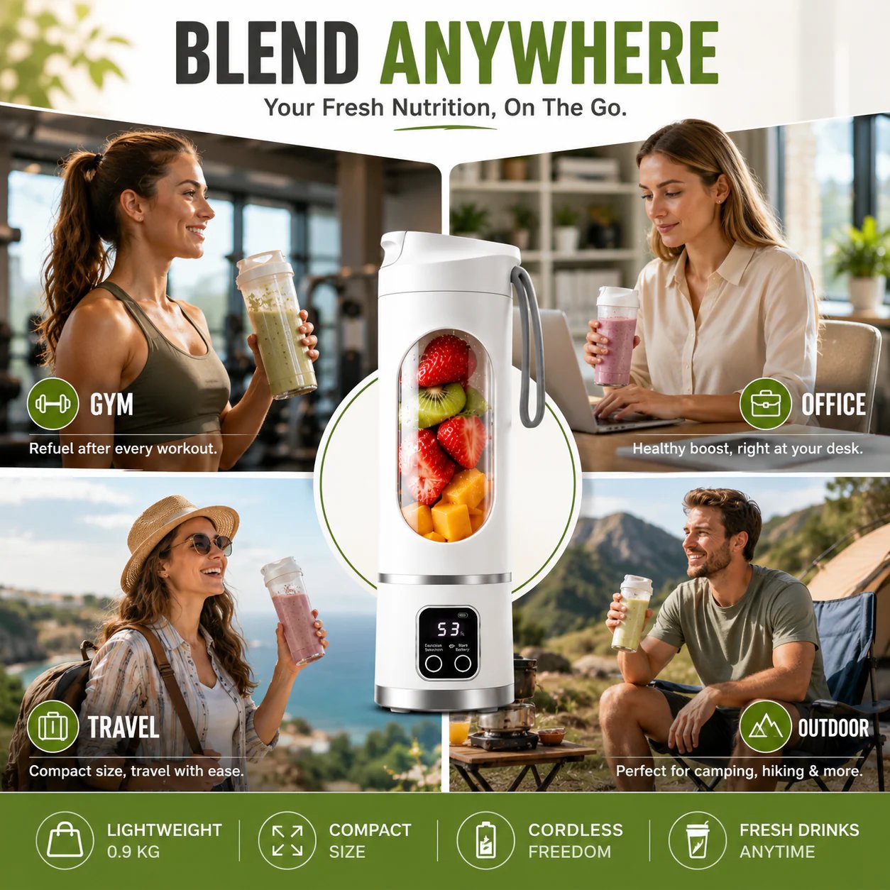 Last Day Sale — Up to 70% OFF | 🧊Portable USB Blender with LED Display - Perfect for Smoothies & Juices🥤