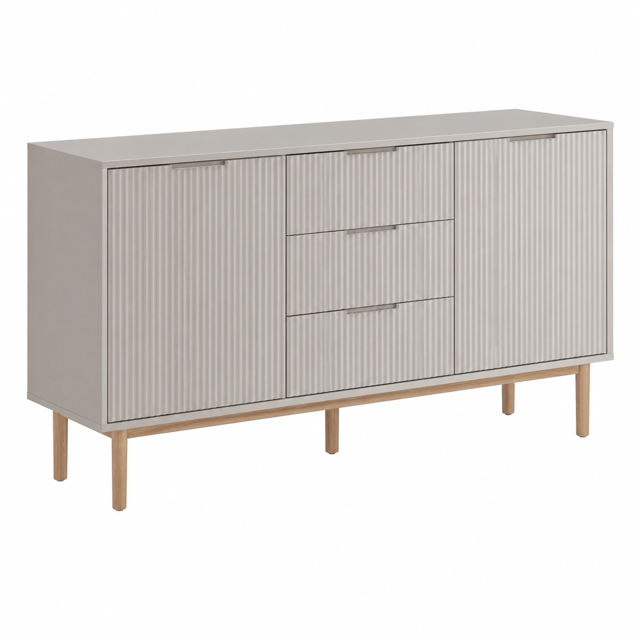 Aparador Nordico con Puertas Estriadas y Cajones Minimalistas-CasaLunex