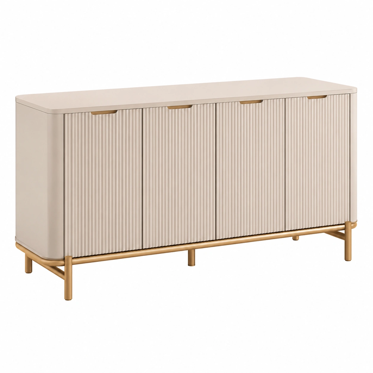 Aparador Moderno de 4 Puertas con Textura Acanalada-CasaLunex