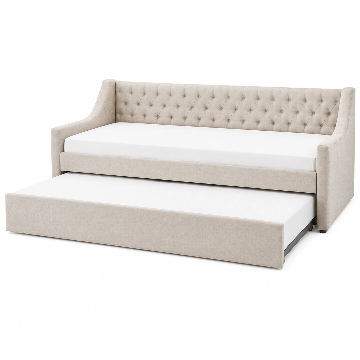Sofa Cama Tapizado Clasico Convertible Beige-CasaLunex