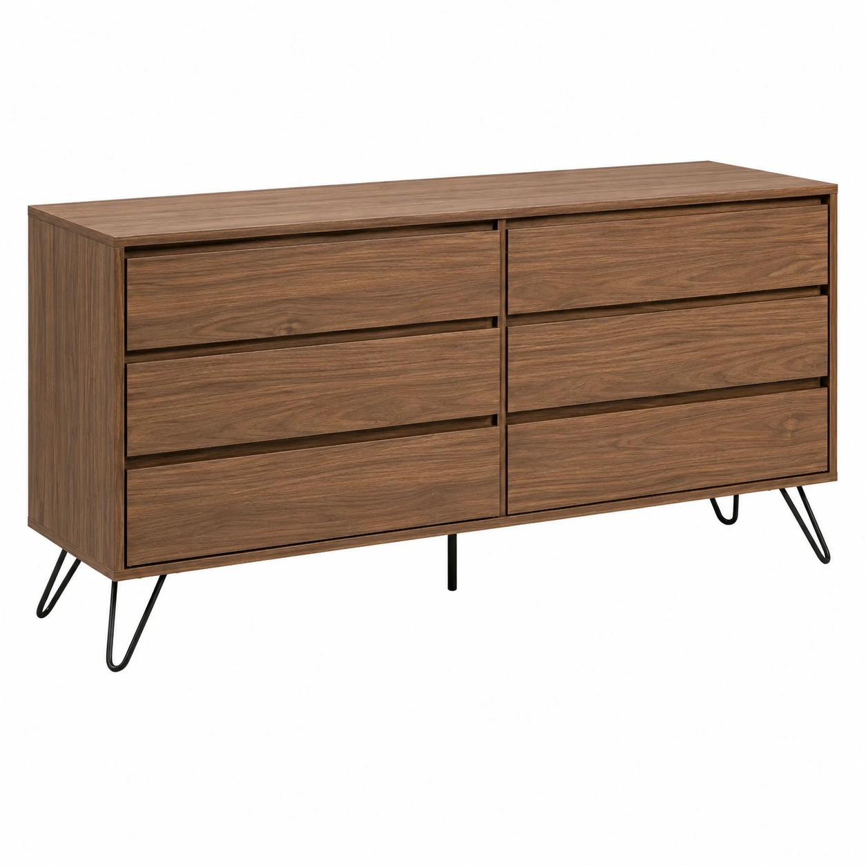 Comoda Minimalista Nogal 6 Cajones Estilo Nordico Moderno-CasaLunex