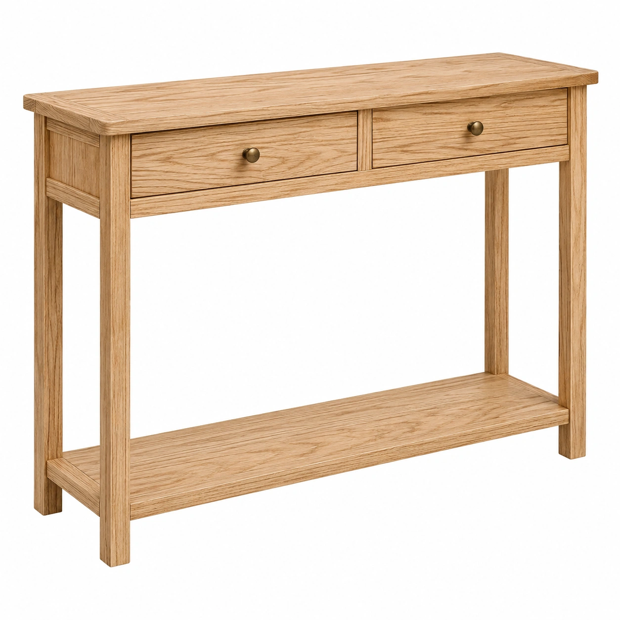 Mesa Consola Nordica de Madera con 2 Cajones y Estante Inferior-CasaLunex