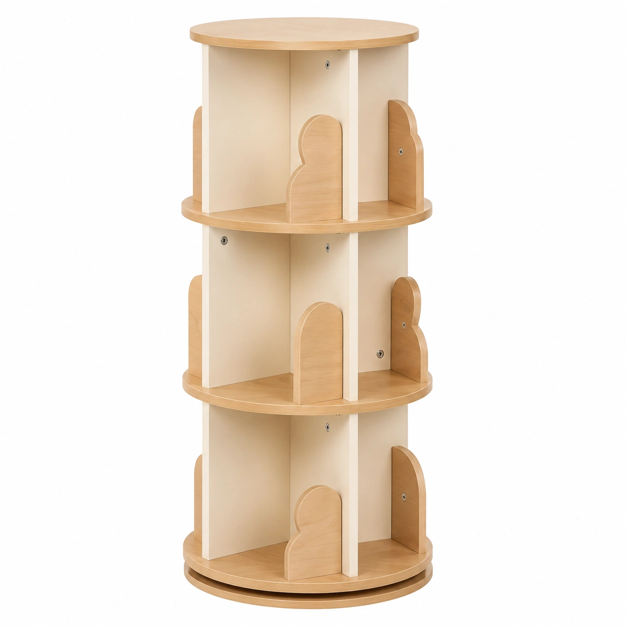 Estanteria giratoria infantil de madera con compartimentos modernos-CasaLunex