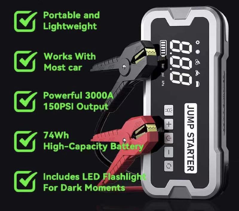 4 in 1 Portable Jump Starter with Air Pump Pro