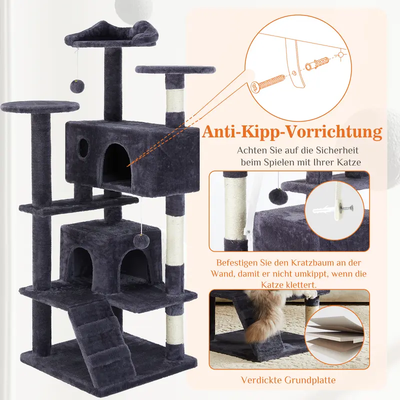 Cat Climbing Shelf, 54-Inch Post Cascading, Indoor Playhouse, Cozy Nest, Durable, Space-Saving Design, Gift for Pet Owners