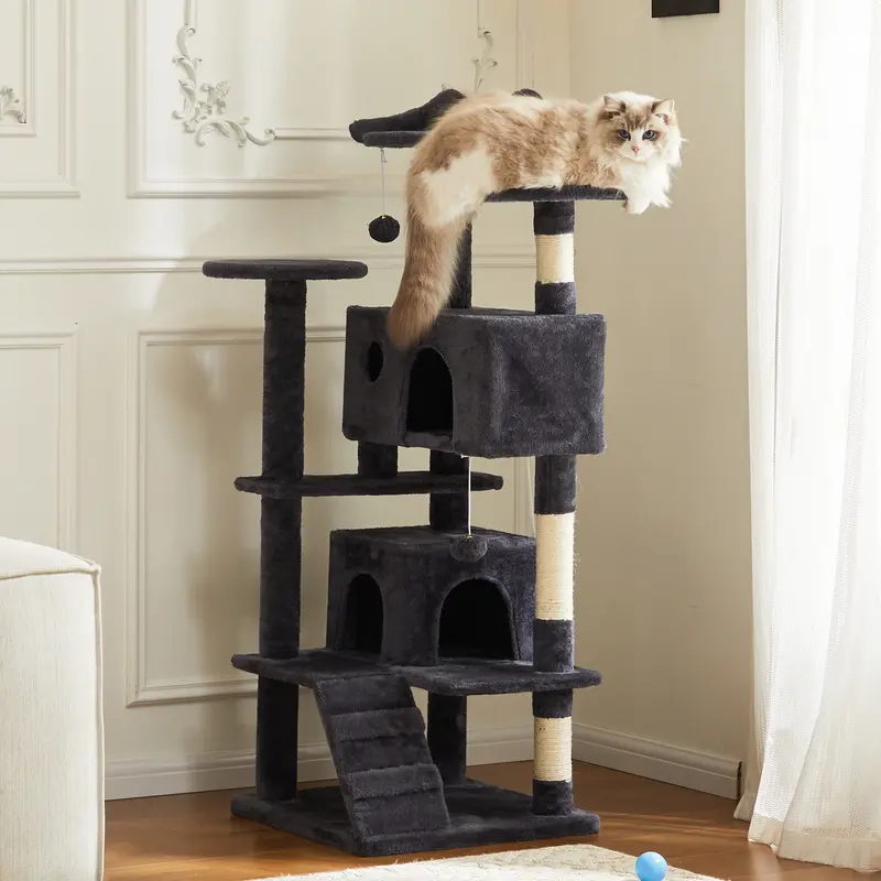 Cat Climbing Shelf, 54-Inch Post Cascading, Indoor Playhouse, Cozy Nest, Durable, Space-Saving Design, Gift for Pet Owners
