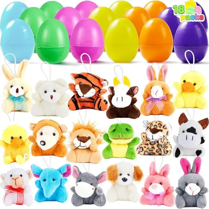 36pcs/48pcs/60pcs/80pcs/100pcs/120pcs/144pcs/160pcs/200pcs Prefilled Easter Eggs Toys and Stickers for Easter Egg Hunt, Filled with Toys Party Favors for Kids Boys Girls Easter Eggs Hunt, Basket Stuffers Fillers, Easter Egg Dye Decoration Kit