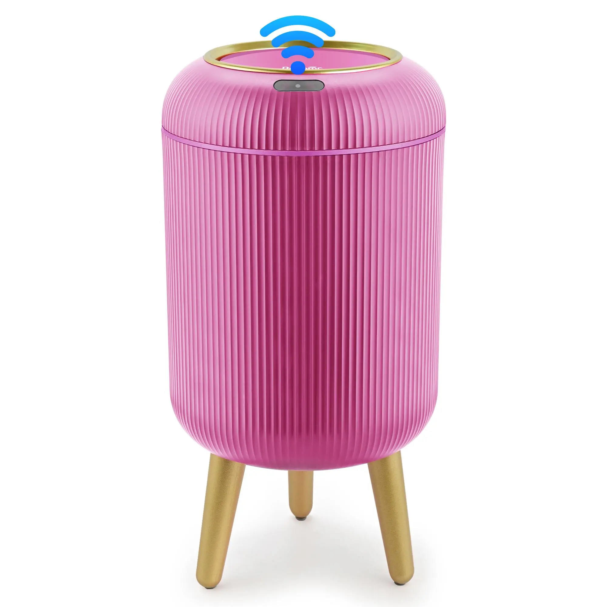 Pukomc Smart Motion Sensor Waterproof Trash Can, Automatic Touchless Waste Bin for Bathroom, Bedroom and Office, Space-Saving Nordic Design