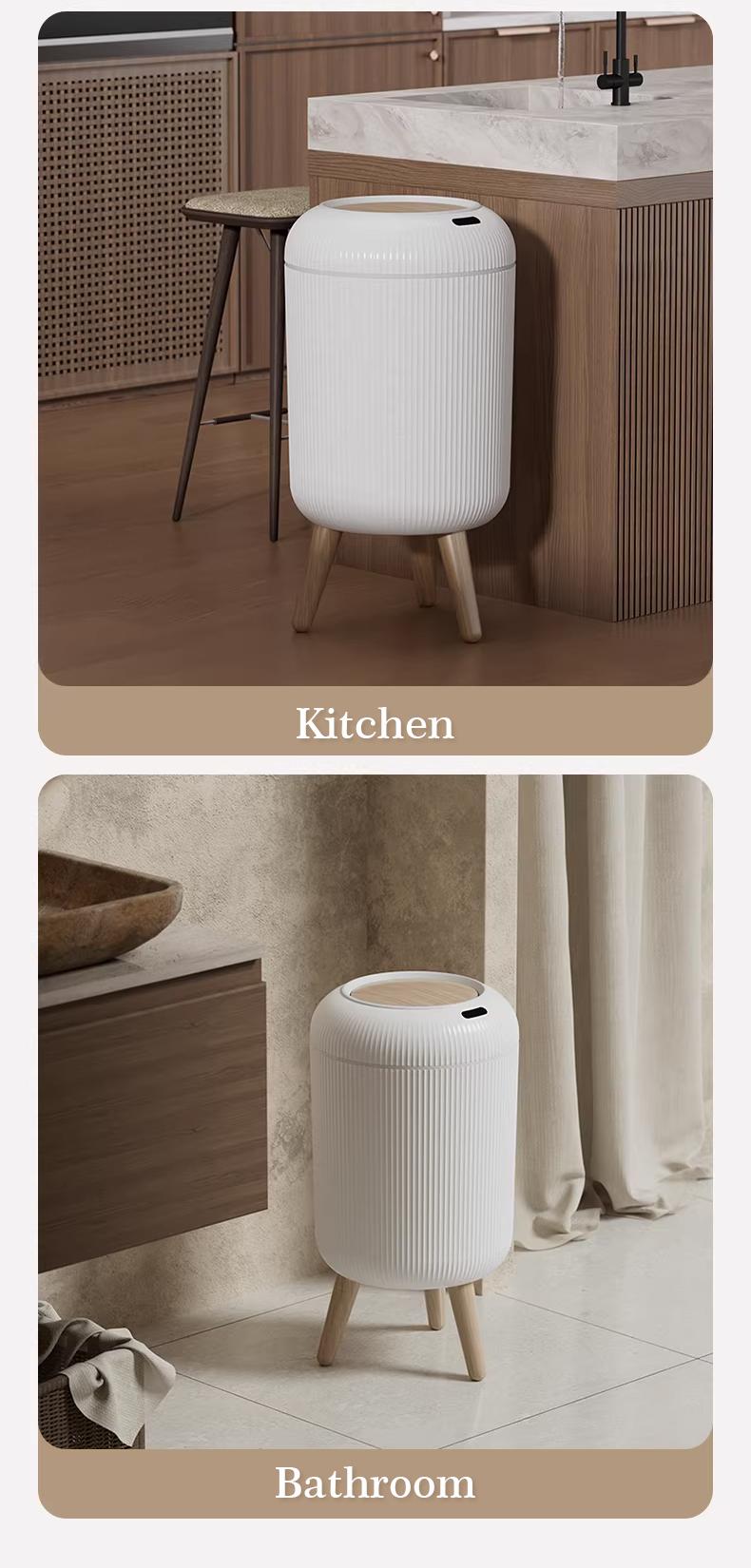 Pukomc Smart Induction Waterproof Trash Can for Bathroom, Bedroom, Office Nordic Style, Household Items Saving Space Motion Sensor Multifunctional Home Goods Environmentally Friendly Automatic summerwins