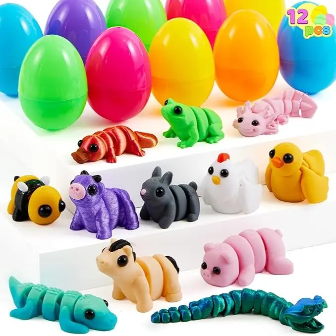 36pcs/48pcs/60pcs/80pcs/100pcs/120pcs/144pcs/160pcs/200pcs Prefilled Easter Eggs Toys and Stickers for Easter Egg Hunt, Filled with Toys Party Favors for Kids Boys Girls Easter Eggs Hunt, Basket Stuffers Fillers, Easter Egg Dye Decoration Kit