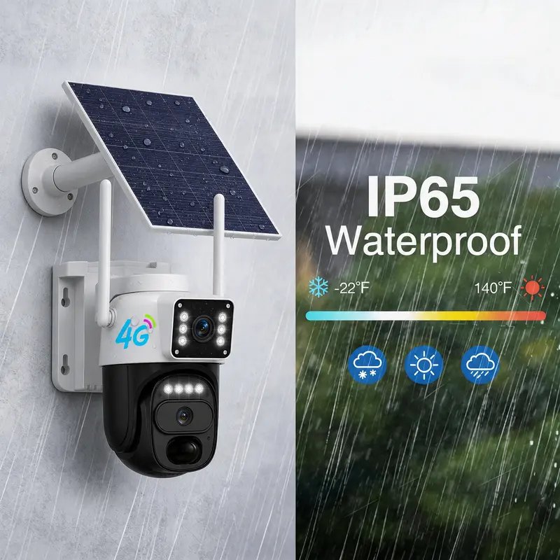 Hawkray 4G LTE Solar Security Camera Outdoor, No WiFi Required, 2K 360° View Wireless CCTV Camera, Colour Night Vision, PIR Motion Detection, Two-Way Audio, Built-in SIM Card