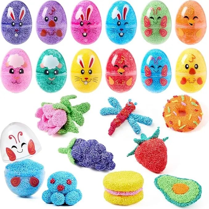 36pcs/48pcs/60pcs/80pcs/100pcs/120pcs/144pcs/160pcs/200pcs Prefilled Easter Eggs Toys and Stickers for Easter Egg Hunt, Filled with Toys Party Favors for Kids Boys Girls Easter Eggs Hunt, Basket Stuffers Fillers, Easter Egg Dye Decoration Kit