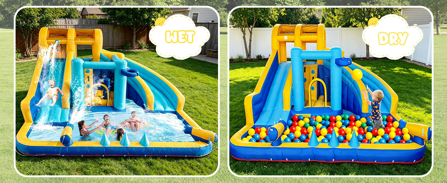Bounce House with Slide for Kids, Inflatable Water Slide for kids