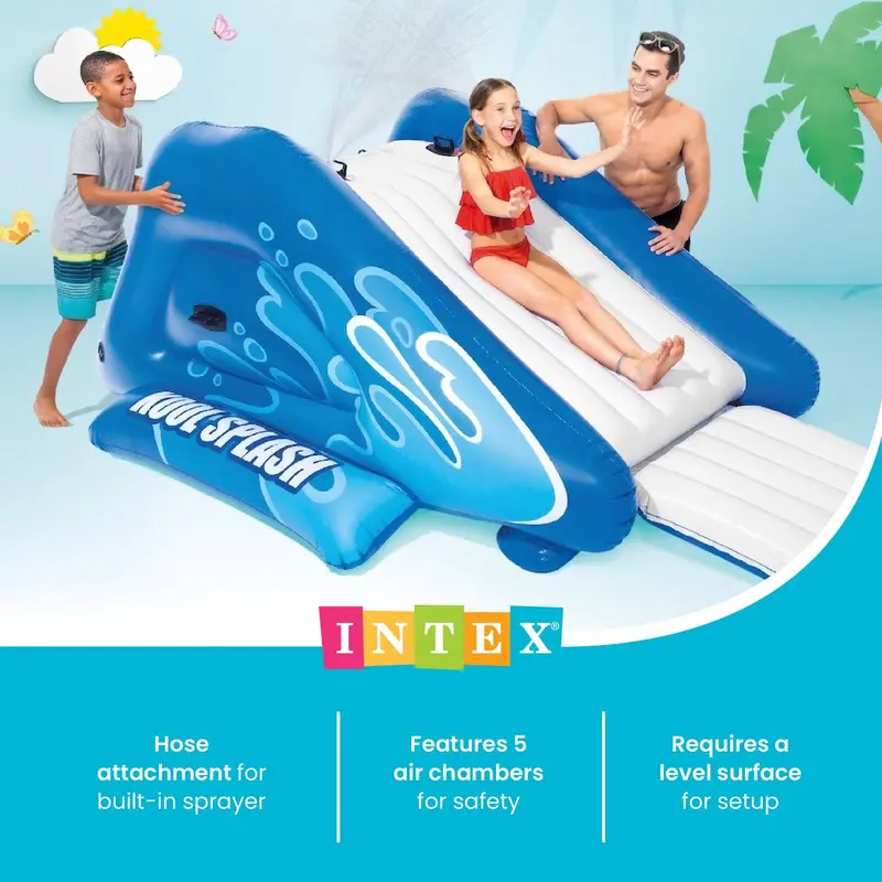 Intex 58849EP Kool Splash Inflatable Play Center Swimming Pool Water Slide, (Blue | Red Color Options)
