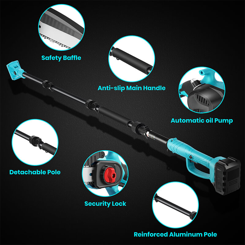 2 in 1 Cordless 8 inch Chainsaw with Pole Saw