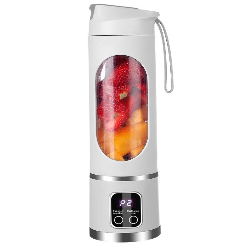 Portable Rechargeable Ice-Crushing Electric Juicer Cup with LCD Display, 400ml Capacity Orange Juicer for Home & Commercial Use