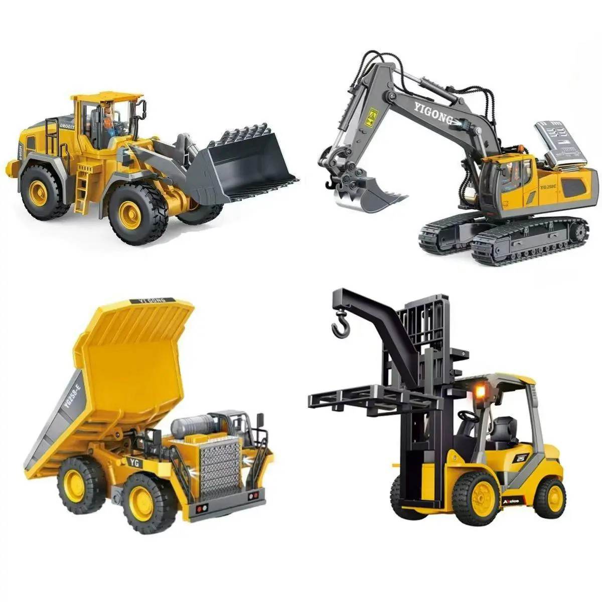 (He will love it!)Akeleo Remote Control Engineering Vehicle 2.4G High-Tech 11 Channels, Remote Control Excavator, Dump Truck, Aluminium Alloy ABS Engineering Vehicle Electronic Toy,Realistic Lights and Sounds,Gifts