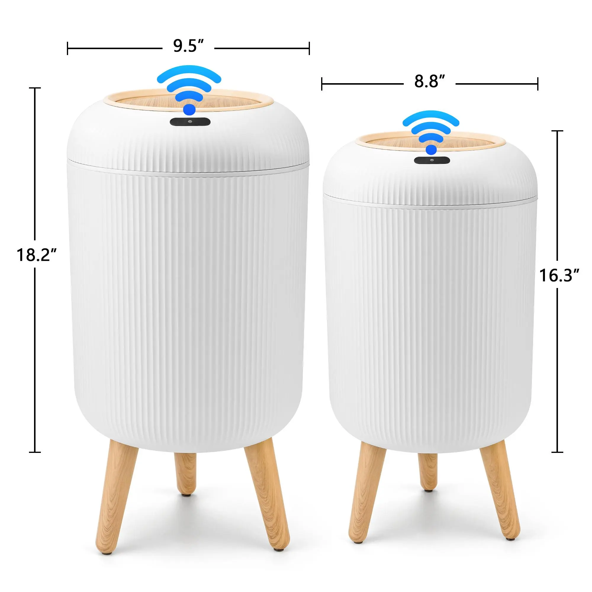 Pukomc Smart Motion Sensor Waterproof Trash Can, Automatic Touchless Waste Bin for Bathroom, Bedroom and Office, Space-Saving Nordic Design