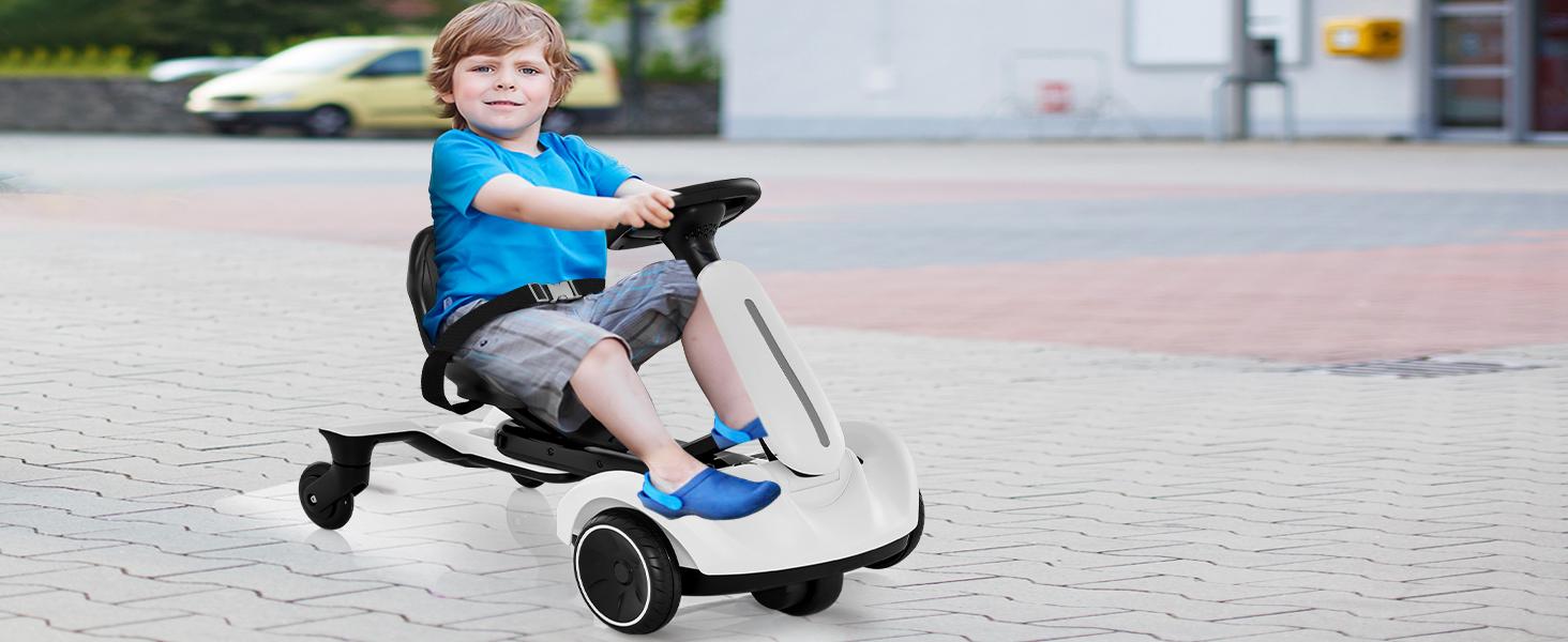 Costzon 6V Electric Ride On Car - Kids Drift Go Kart for 3+, 360-Degree Spin, 2-Position Adjustable Seat (Up-Down/Front-Back), 2.6-3 MPH Max Speed, Horn & Engine Sounds, Outdoor Kids Stuff, Cool Gifts for Toddlers, Kids Outdoor Play, Outdoor Gadgets