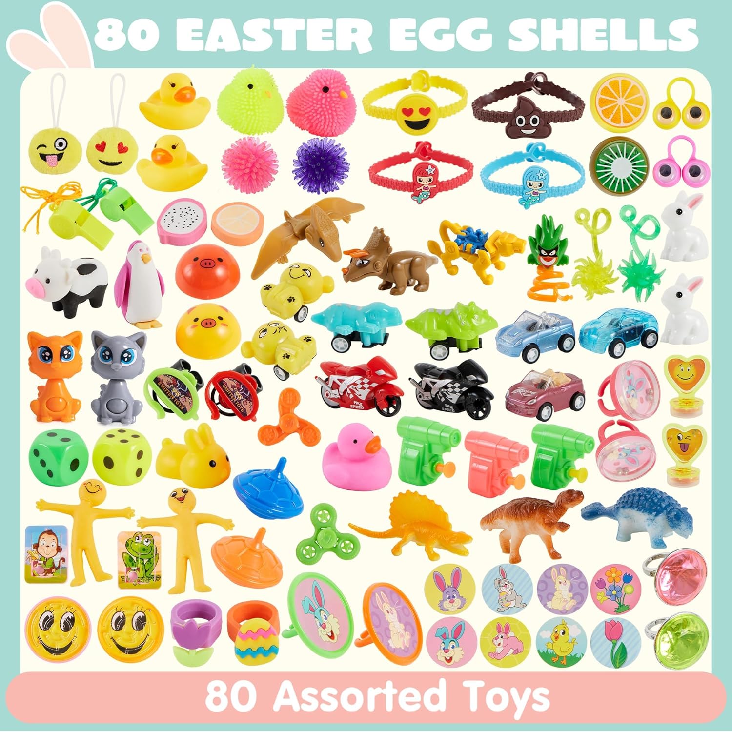 36pcs/48pcs/60pcs/80pcs/100pcs/120pcs/144pcs/160pcs/200pcs Prefilled Easter Eggs Toys and Stickers for Easter Egg Hunt, Filled with Toys Party Favors for Kids Boys Girls Easter Eggs Hunt, Basket Stuffers Fillers, Easter Egg Dye Decoration Kit