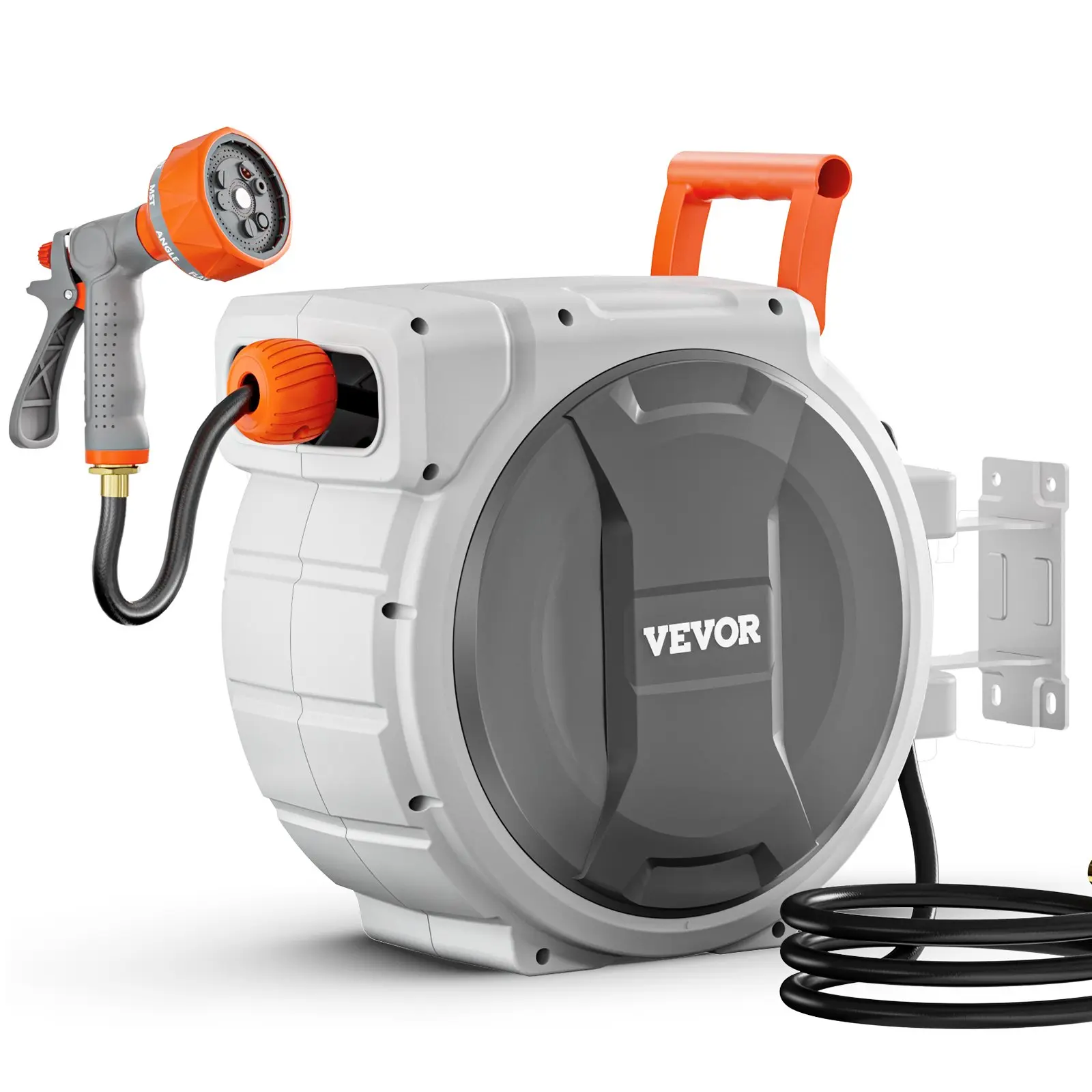 【DealsForYouDays】VEVOR Retractable Garden Hose Reel,5/8 Inch x 100 ft Wall MountedHeavy Duty with 9-Pattern NozzleAdjustable Length LockUpgraded Slow Return System & 180° Swivel Bracket, Retractable Water Hose, Durable Garden Hose,campingessentials