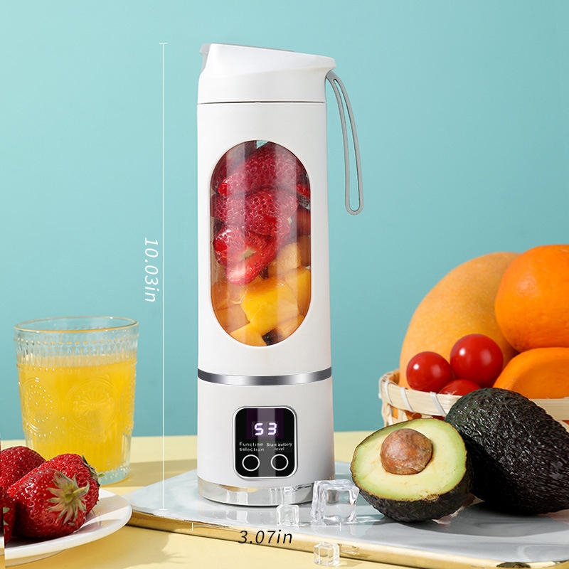 Portable Rechargeable Ice-Crushing Electric Juicer Cup with LCD Display, 400ml Capacity Orange Juicer for Home & Commercial Use