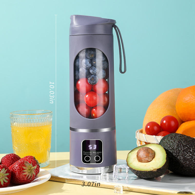 Portable Rechargeable Ice-Crushing Electric Juicer Cup with LCD Display, 400ml Capacity Orange Juicer for Home & Commercial Use