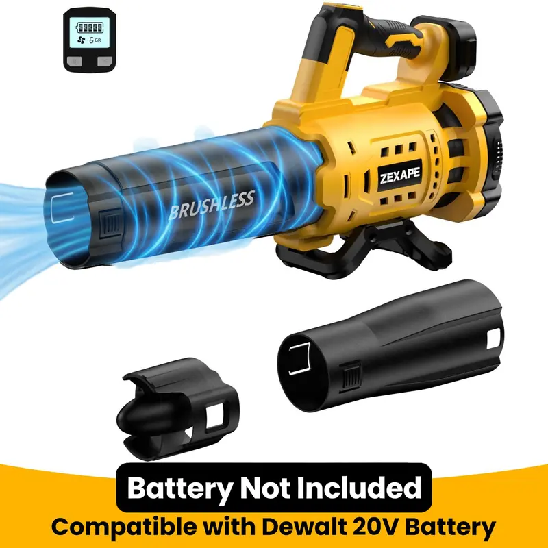 【Father's Day Gifts】Cordless Leaf Blower for Dewalt 20V Max Battery, For Milwaukee 18V Battery/ For Makita 18V Battery 480 CFM Electric Blower with Brushless Motor, 6 Variable Speed Up to 130MPH, Digital Display Control Handheld Blower for Lawn Care, Yard
