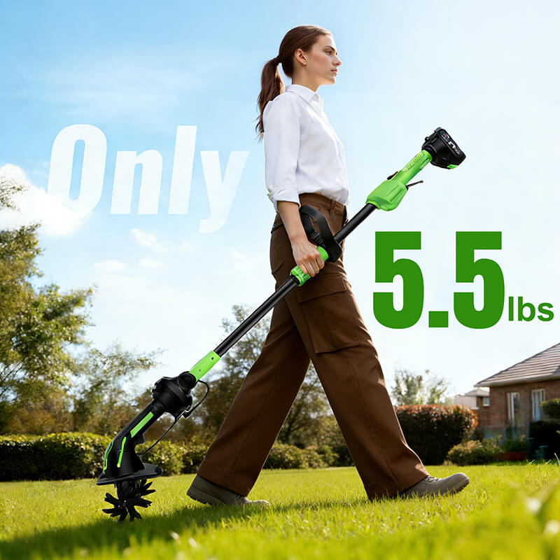 itoolmax 24V cordless garden tiller cultivator 5lbs ultra lightweight