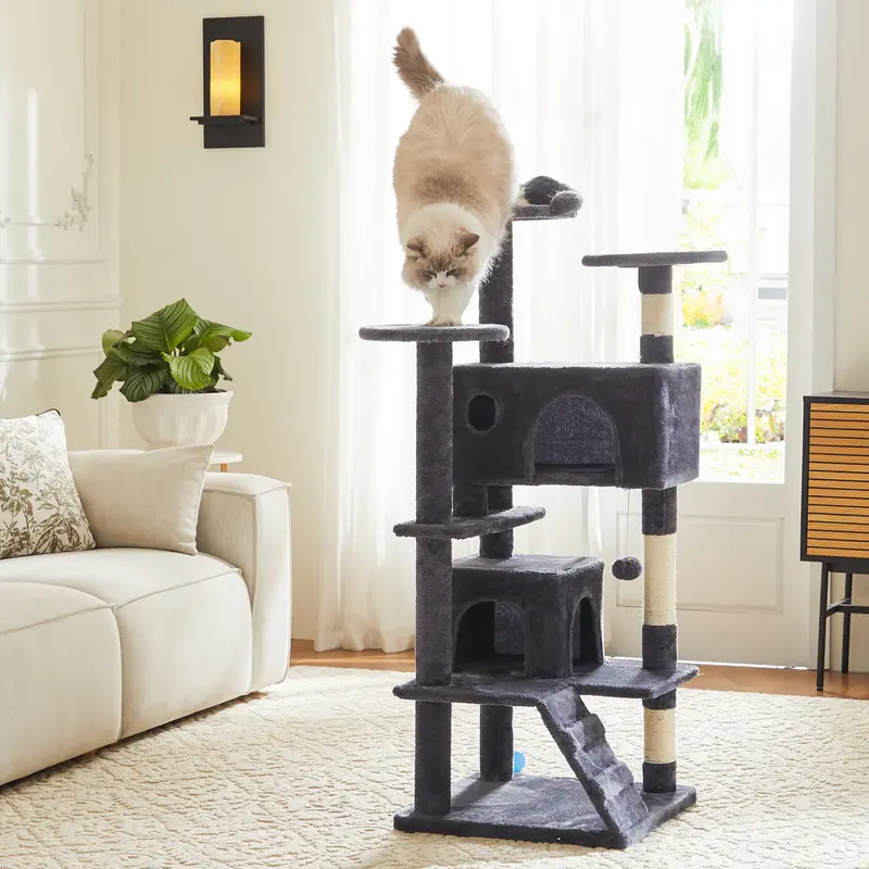 Cat Climbing Shelf, 54-Inch Post Cascading, Indoor Playhouse, Cozy Nest, Durable, Space-Saving Design, Gift for Pet Owners